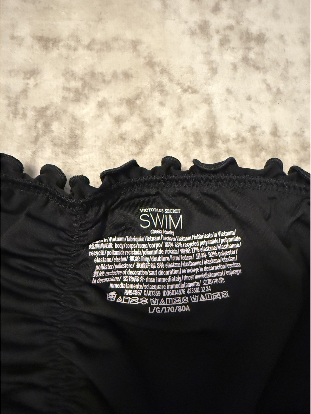Victoria Secret Black Swim Cheeky Bottom L/G - Picture 4 of 4